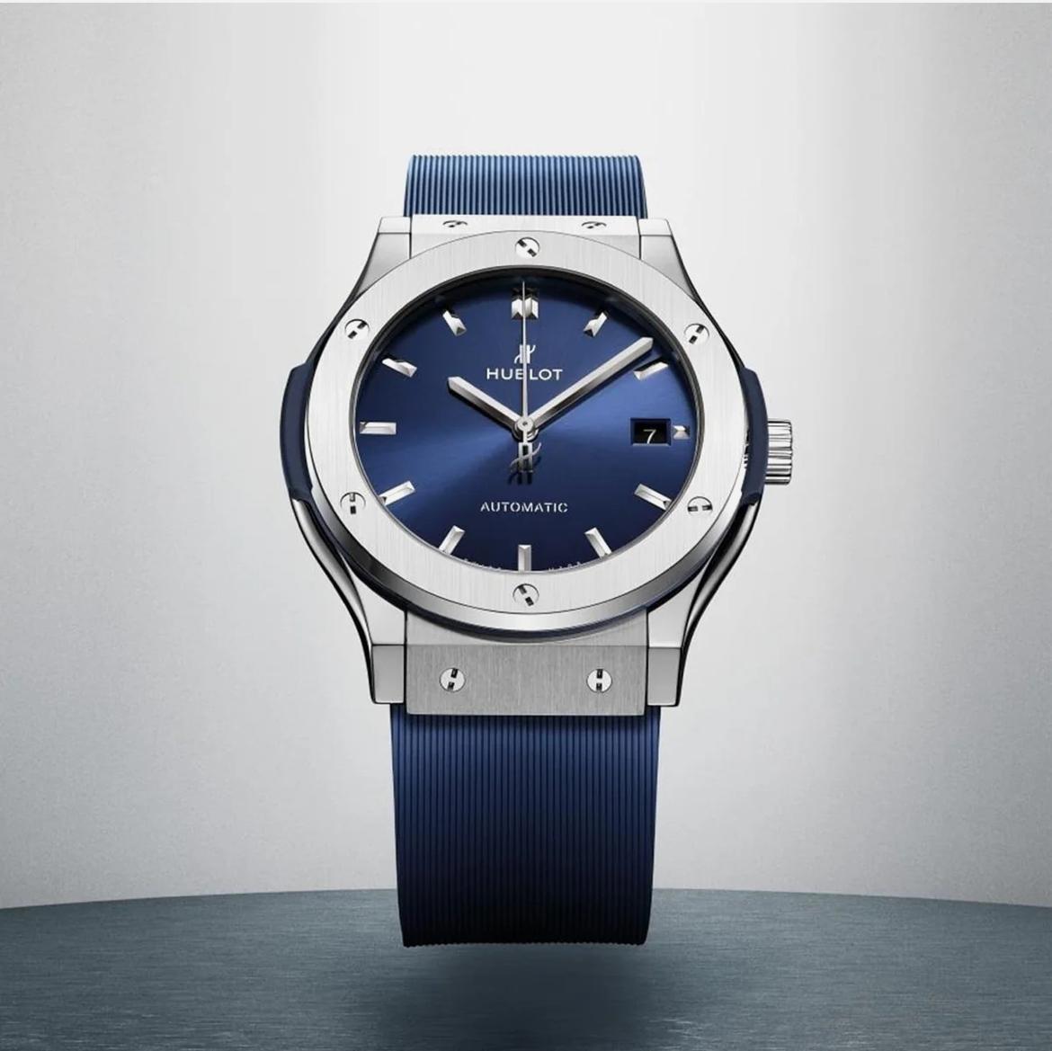HUBLOT Classic Fusion Quartz Watch - Blue Dial Titanium